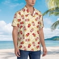 thumbnail image 2 of Lsque Cartoon Popcorn pattern Hawaiian Shirt for Men, Unisex Summer Beach Casual Short Sleeve Button Down Shirts-Small, 2 of 9