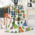 thumbnail image 2 of White Cartoon Dinosaurs Leaves Pattern Blanket,Comfortable Soft Lamb Wool Throw Blanket,All Season,Warm Lightweight Blankets for Sofa Bed Couch Living Room Chair,60"x80", 2 of 4