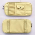 thumbnail image 4 of Car Sun Visor Organizer Auto Car Visor Pocket and Interior Accessories Car Truck Visor Storage Pouch Holder with Multi-Pocket Net Zippers (Beige Light Yellow), 4 of 15