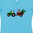 thumbnail image 4 of Inktastic Plaid Christmas Tractor with Cute Reindeer Women's V-Neck T-Shirt, 4 of 5