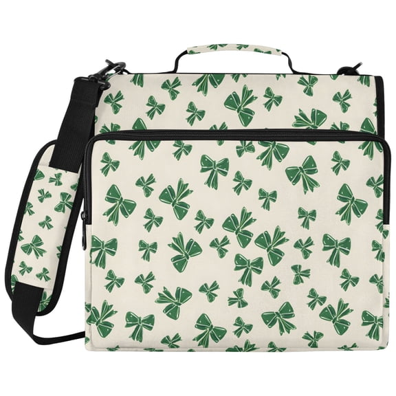ALAZA Zipper Binder Bow Green Pattern 2 inch 3 Ring 500 Sheet Capacity Trapper Keeper File Folder Organizer Bag