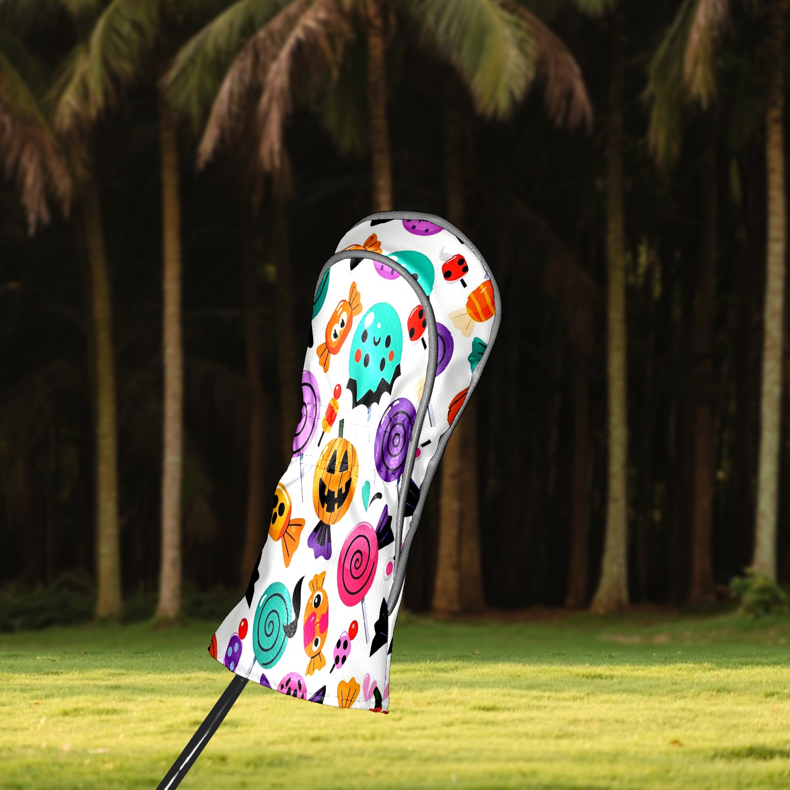 Golf Club Covers, Colorful CandySkull Premium PU Leather Driver Hybrid Putter Head Covers with Velvet Lining, Waterproof Golf Gifts for Men Women