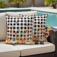 thumbnail image 5 of Thanksgiving Pumpkin Pillow Covers 2 Pack Wildflowers Leaves Black Plaid Texture Pillowcase Waterproof Outdoor Throw Pillow Cover for Patio Garden Square Cushion 18”x18”, 5 of 9