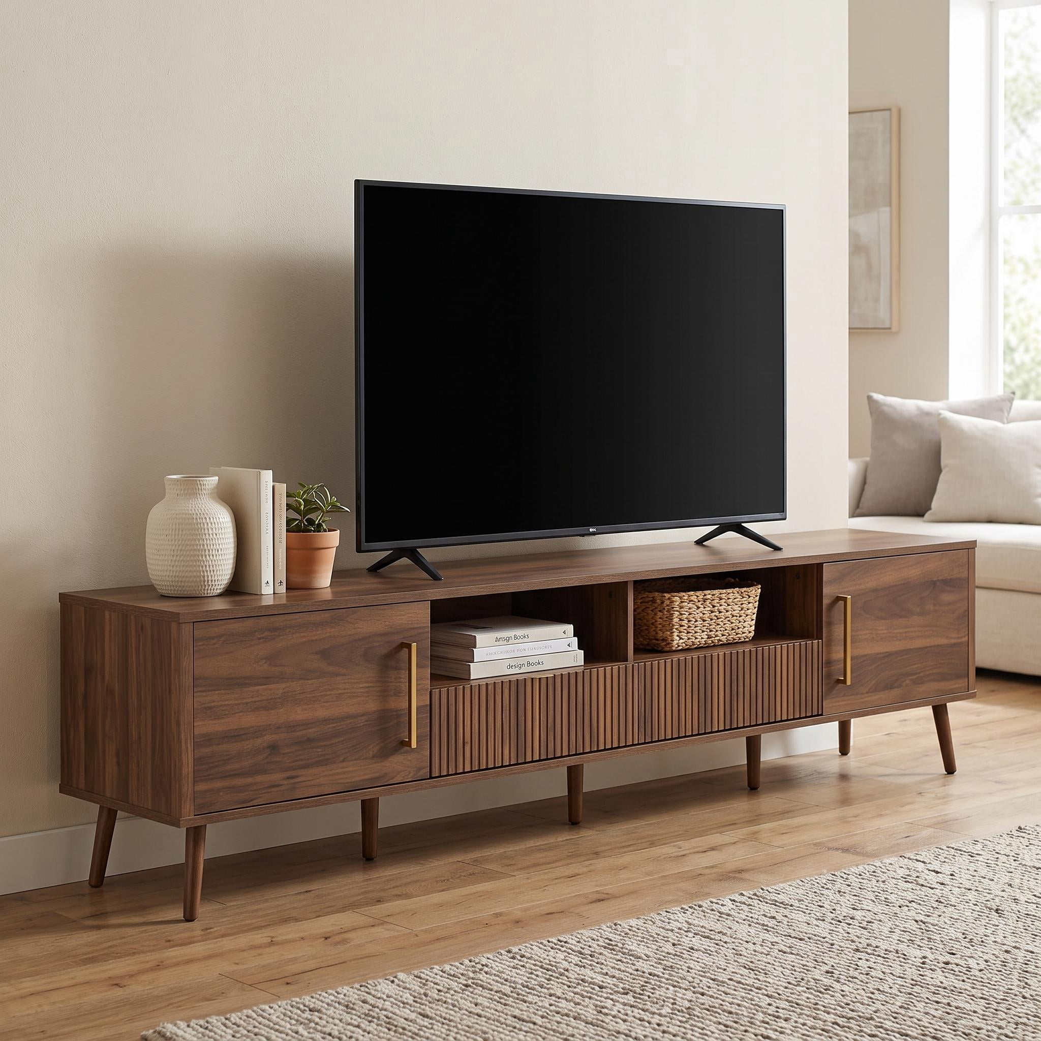 Homy Casa Living Room TV Stand, Entertainment Media Console with Practical Storage