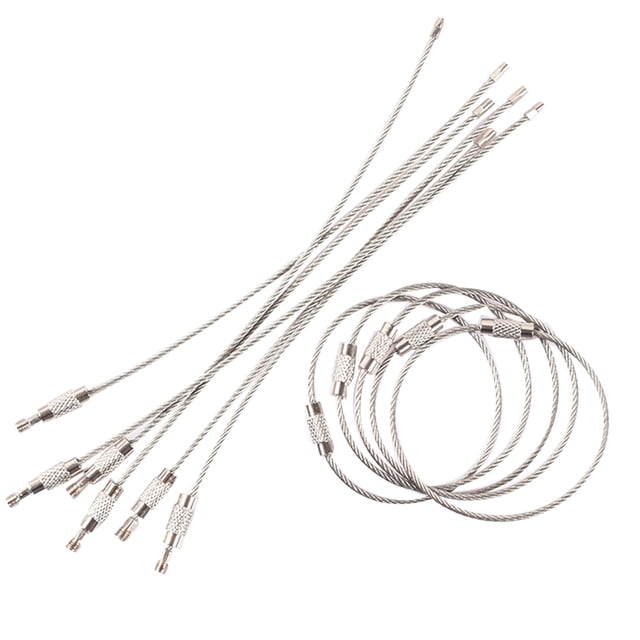 20PCS Stainless Steel Wire Keychain Cable Heavy Duty Luggage Tags Loops Rings ID Tag Keepers