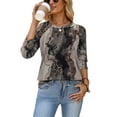 thumbnail image 4 of WIHOLL 3/4 Length Sleeve Crew Neck Button Fashion Clothing Dressy Casual Business Work Tops Summer Fall Outfits, 4 of 11