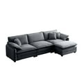 thumbnail image 6 of 3 Person Sofa, Upholstered Couches for Living Room with Footstool and Throw Pillows, 3 Seat Sofa for Living Room, Apartment, Office,Apartmen, Gray, 6 of 9