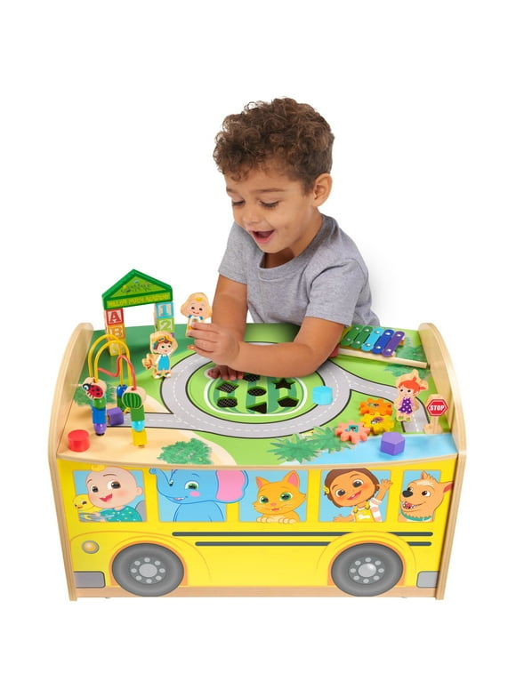 Cocomelon Wheels on the Bus Wooden Activity Table, Recycled Wood, for Toddlers 18 Months+