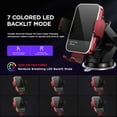 thumbnail image 2 of Wireless Car Charger,【7 Colored RGB Backlit】NEI15W Auto Clamping Car Charger Phone Mount Holder fit for iPhone 15 14 13 12 Mini Pro Max 11 XR XS, Samsung Galaxy S24 Ultra S23 S22 S21+ Note 20, etc, 2 of 16