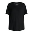 thumbnail image 3 of Time and Tru Women's V-Neck Tunic Tee with Short Sleeves, Sizes XS-XXXL, 3 of 5