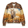 thumbnail image 4 of DISNIMO Horse Printed Sweatshirts for Women Sunflower Aztec Printed Jackets Long Sleeve Outwear Zip Front Sweatshirt Jacket with Pockets, XL, 4 of 7