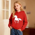 thumbnail image 2 of IWRICH Love Horse Hoodie for Girls Equestrian Horseback Riding Gift Idea Sweatshirt with Horses,Size 2-14 Years Red 160, 2 of 4