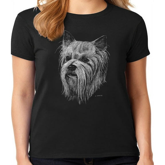 Ladies T-shirt Yorkie Face Dog Breed Gifts