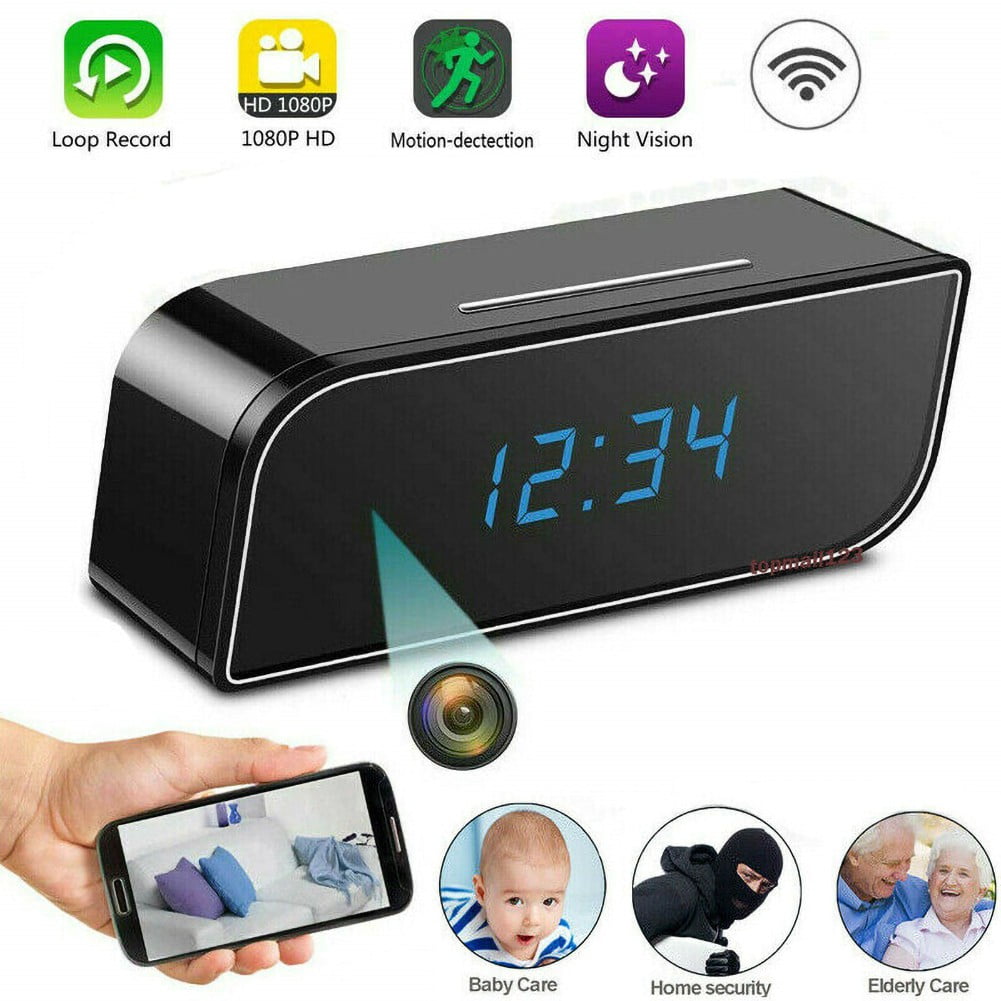 Home Security Camera Wireless Clock Alarm System Nanny Cam 1080P 