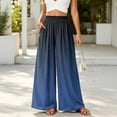 thumbnail image 2 of Gradient Ombre Wide Leg Pants for Women, High Waist Flowy Palazzo Trousers - Boho Summer Beach Vacation Bottoms Blue L, 2 of 7