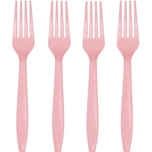 Premium Plastic Forks - Classic Pink - 24 per Case - Case of 12