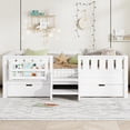 thumbnail image 3 of Bellemave Twin Size Montessori Bed Storage and Stairs, Wood Daybed with Bookcase and Guardrails, Twin Floor Beds Frame with 2 Drawers for Room, No Box Spring Needed（White), 3 of 8