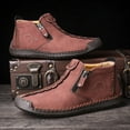thumbnail image 5 of Botas de hombre con costuras y cremallera, botines estilo vintage, suela de goma, zapatos para exteriores, mocasines, 5 of 5