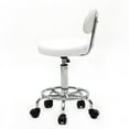thumbnail image 6 of Tcbosik Rolling Drafting Chair with Backrest – Height Adjustable Round Stool with Wheels, PU Leather Swivel Stool for Office Spa Studio Lab Counter Salon Home Work Bar Kitchen Shop (White), 6 of 10
