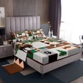 thumbnail image 1 of Ensemble de Draps pour Lit Simple Moose Lodge, Ensemble de Draps Aventure Rustique Ferme Bateau Achigan, Ensemble de Literie Patchwork Rétro Carreaux Rayures Brun Gris avec 1 Drap Plat et 1 Drap-Housse avec 1 Taie d'Oreiller, 1 of 6