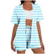 thumbnail image 1 of Mujeres largo cardigan con bolsillos de moda suelto diario casual no posicionamiento impreso conjunto, manga corta superior y pantalones, 1 of 6