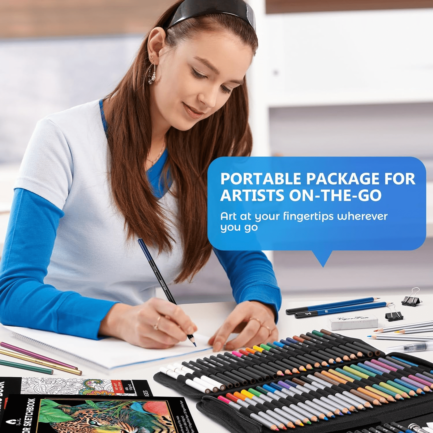 106 PCS Drawing Set Sketching Kit, Pro Art Supplies for Artists Adults Kids Beginners(Black)