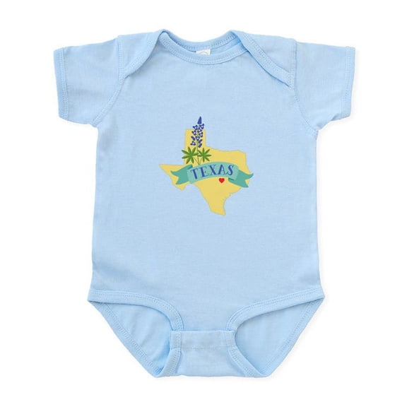 CafePress - Texas State Outline Bluebonnet Flower Body Suit - Baby Light Bodysuit, Size Newborn - 24 Months