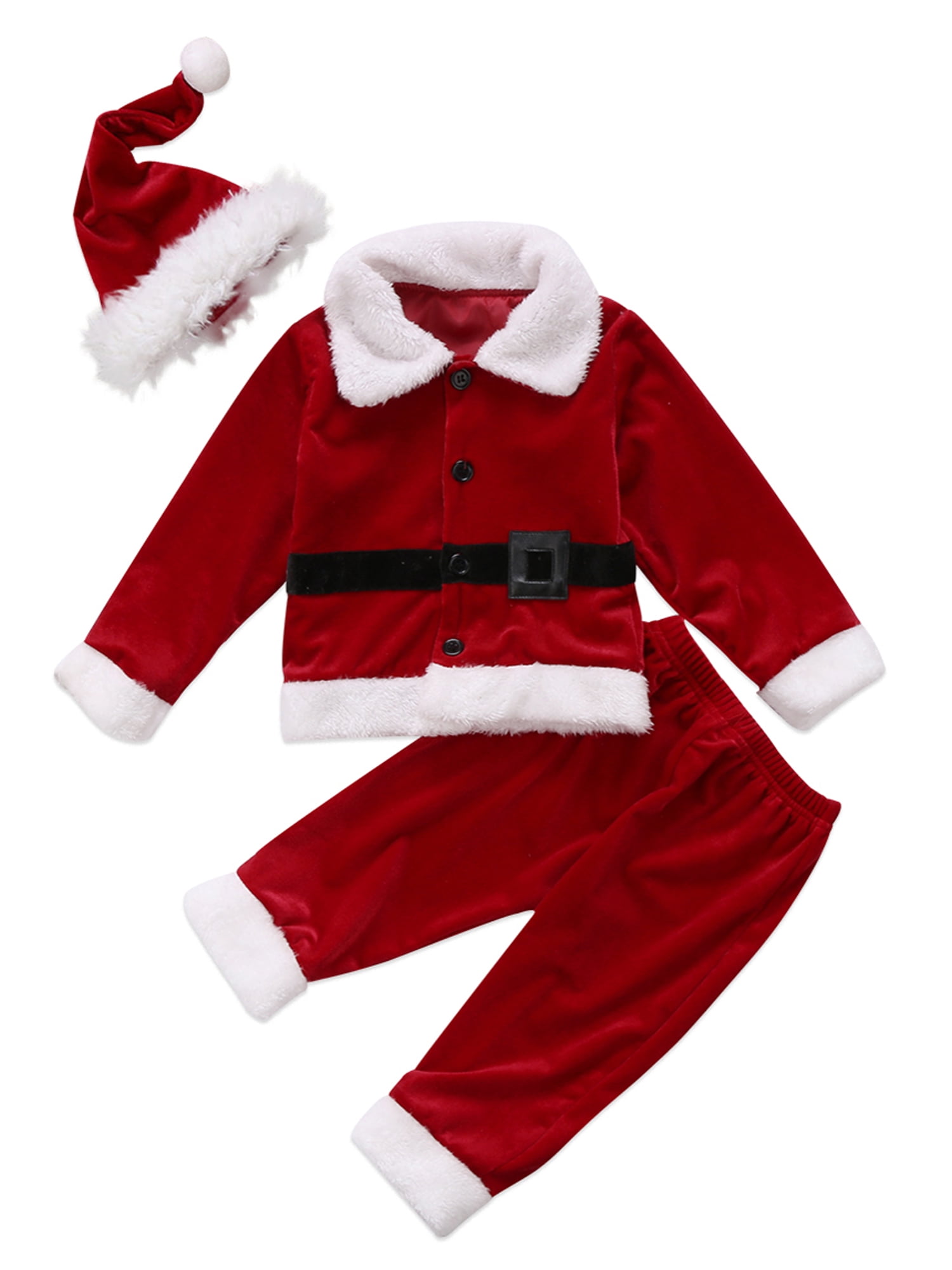 Toddler Santa Suit Cotton Costume Christmas Pajama Set Red 12M 18M Baby Boy Girl 