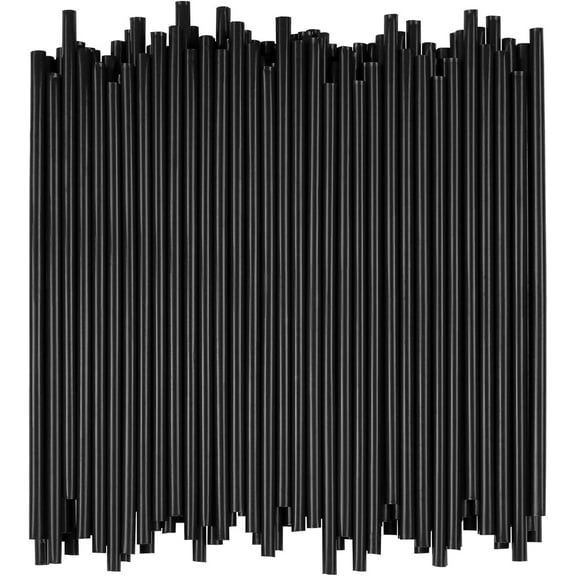 Black Plastic BPA Free Disposable Jumbo Drinking Straws 7.75 Inch Individually Wrapped for Cold Beverages Soda Juice Restaurants Bars Parties BBQs Events (500)