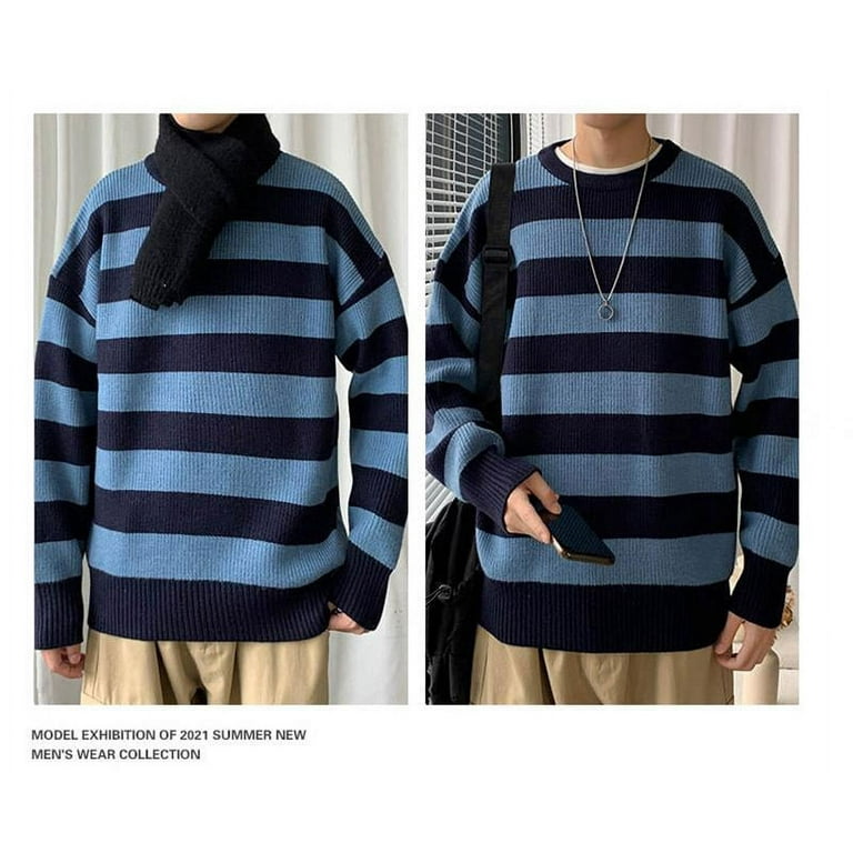 Thicken Stripe Round Neck Knitting Sweaters Thicken Stripe Round Neck Knitting Sweaters