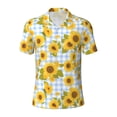 thumbnail image 2 of Daiia Blue White Plaid Sunflower Pattern Men’s Polo Shirts,Solid Deck Shirt,Classic Fit, Breathable Cotton Polo for Casual and Sport Wear-Small, 2 of 7