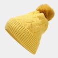 thumbnail image 4 of MIASHUI Unisex Autumn Winter Outdoor Cold Protection Warm Hat, Gloves, and Scarf Three-Piece Set, Solid Color Knit Scarf Set Yellow, 4 of 6