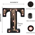 thumbnail image 3 of Pooqla Golden Black Led Marquee Letter T– Industrial, Vintage Style Light Up for Cafe Wedding Birthday Christmas Lamp Home Bar Decor, 3 of 3