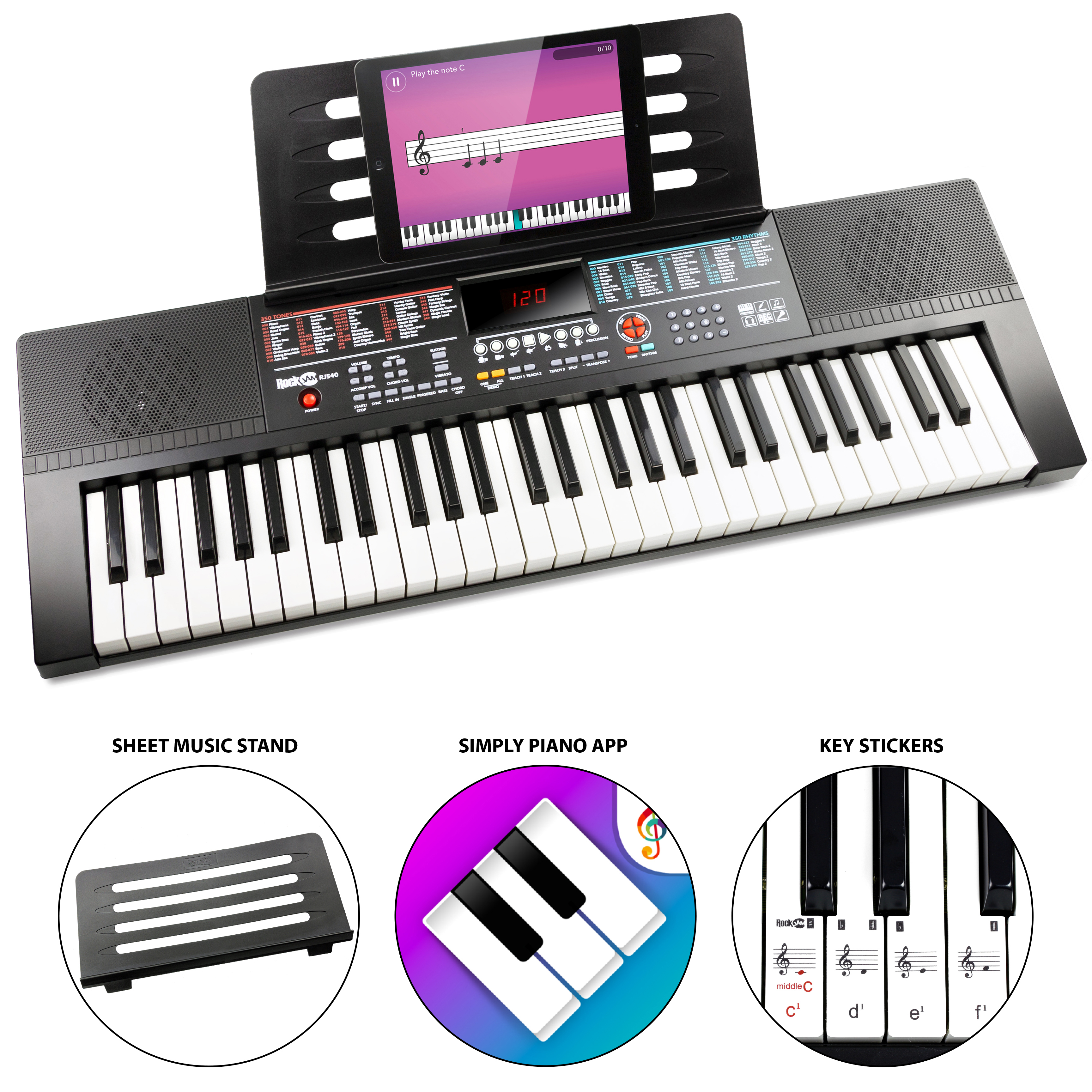 RockJam 61-Key Electronic Keyboard Piano with Stand photo 2