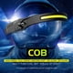 thumbnail image 5 of Linterna frontal LED recargable COB con sensor de movimiento, paquete de 2, resistente al agua, ligera, para correr, ciclismo, camping, pasear perros., 5 of 5