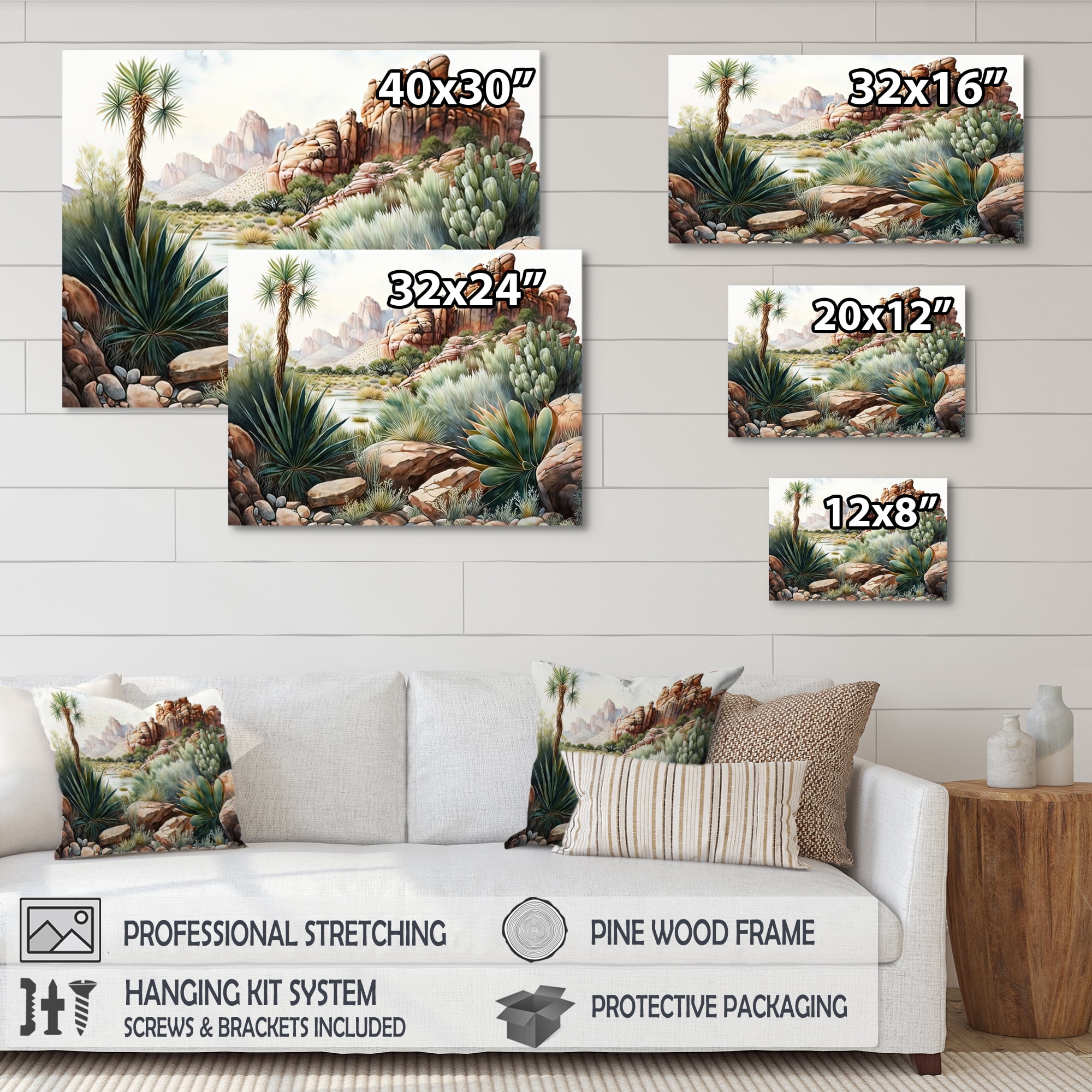 Designart Arizona Desert Cactus II Canvas Wall Art