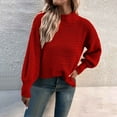 thumbnail image 7 of Lovskoo Sweaters for Women Casual Trendy Pullover Long Sleeve Round-Neck Knitted Sweater Tops Red, 7 of 7