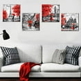 thumbnail image 6 of Eiffel Tower Wall Art Paris Wall Decor Red Umbrella Black and White Berlin Street Couple Canvas Print Painting Contemporary Romantic Artwork Picture for Bathroom Home Decoration 12x12" x 4 Panels, 6 of 6