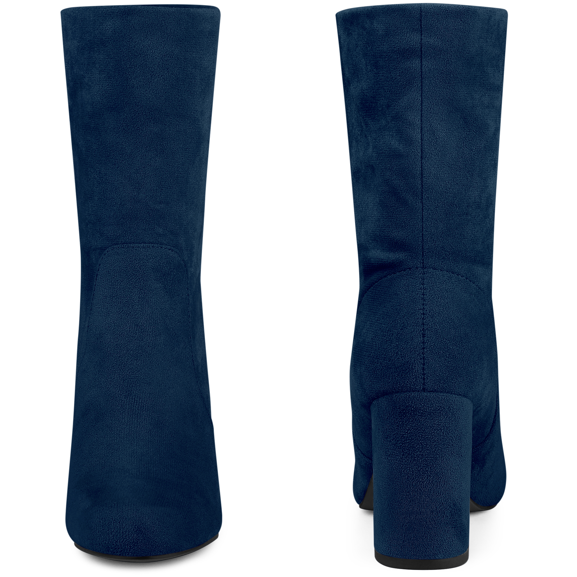 DARING DIVA Women's Rounded Toe Block Heeled Foldable Mid-Calf Boots Navy Blue US 9.5