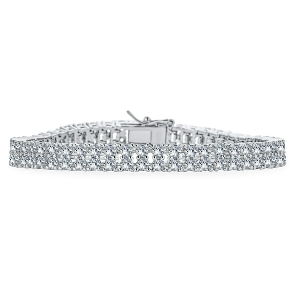 Bling Jewelry Womens Bridal Multi Row CZ Cluster Statement Bracelet Silver Plated