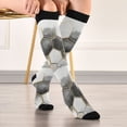 thumbnail image 5 of FORMRS Womens Knee High Socks Casual Long Thick Travel Daily Wear, 2 Pairs, Gray Hexagons, 5 of 6