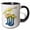 Black/White, variant on 3drose, Pretty Flowers in Blue Rain Boots with a Yellow and White Umbrella, 11oz Two-tone Red Mug