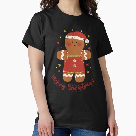 Cute Gingerbread Man Christmas Outfit Holiday Cookie Art Unisex T-Shirt, up to size 5XL