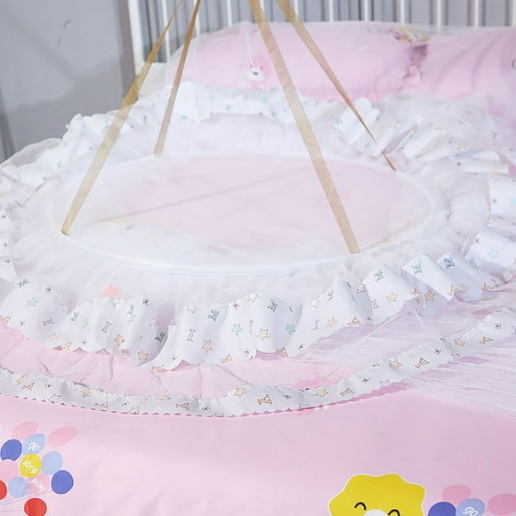 Rideau de Lit Rond en Dentelle Style Princesse Moustiquaire pour Enfants Lit Beau Style Princesse Dentelle