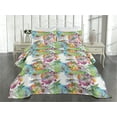 thumbnail image 2 of Ambesonne Chamomile Quilted Coverlet 2 Pcs, Rainbow Flowers and Hues, Twin Size, Lime Green White Mauve, 2 of 4