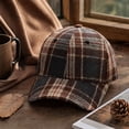 thumbnail image 6 of Garbnen Unisex Fall Winter Vintage Plaid Baseball Cap, Curved Brim Adjustable Back Strap Dad Hat, Soft Thick Fabric Daily Outdoor Hat For Women Men Brown, 6 of 6