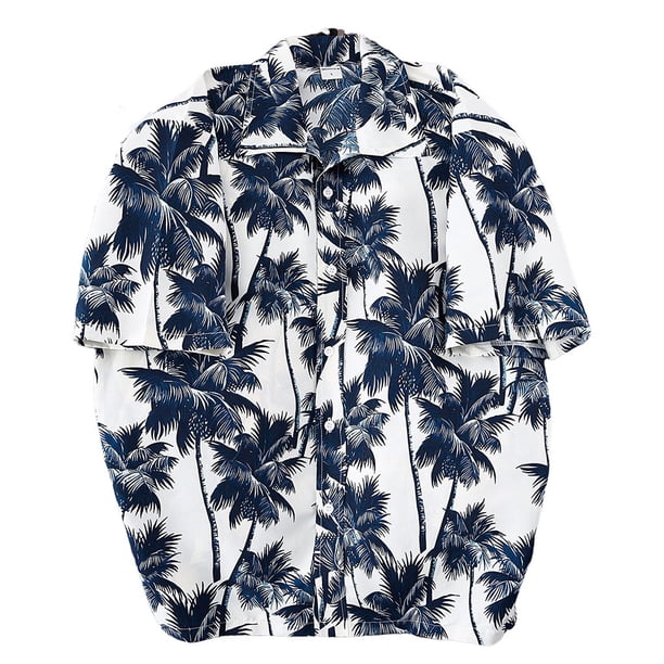 Sonducket Camisetas de manga corta informales con estampado geométrico para hombre, ropa holgada, camisas hawaianas, vacaciones de un solo pecho Camisetas Beige SG