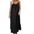 thumbnail image 2 of SROBPTY Summer Dresses for Women Solid Spaghetti Strap Ruffle Midi Beach, 2 of 4