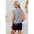thumbnail image 4 of V Neck Sequin Short Sleeve Tops for Women Elastic Sparkly Tank Top Silver S, 4 of 7