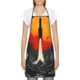 thumbnail image 2 of Zufioo Retro Space Rocket Launch Print Tie-up Apron, Unisex Kitchen Apron - Oil-proof, Stain-proof and Waterproof, Suitable for Restaurants and Service Industries-One Size, 2 of 9